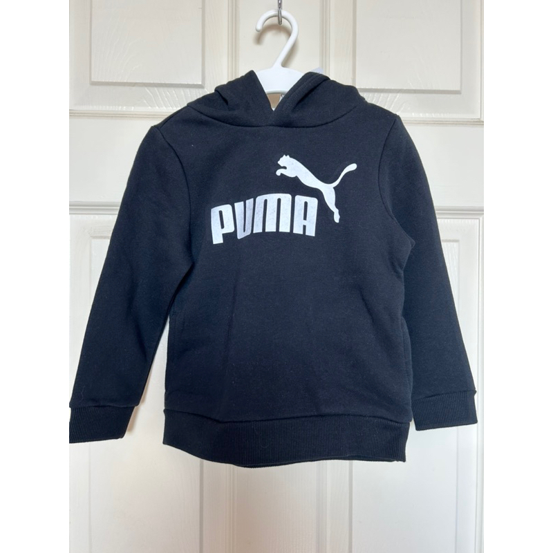 （全新）PUMA寶寶套裝US3號 衣+褲 黑色刷毛棉質保暖運動衣 經典連帽衛衣 休閒套裝