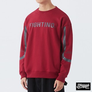 【StruggleGear】FIGHTING反光印花大學TEE「酒紅」M~2XL｜官方旗艦店92305