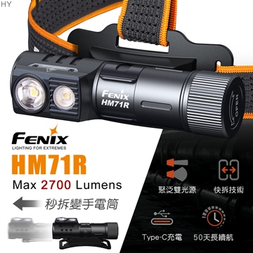 📢光世界 FENIX HM71R 2700流明 高性能多用途 工業頭燈 聚泛雙光源 秒拆卸 HM65R-DT HM70R