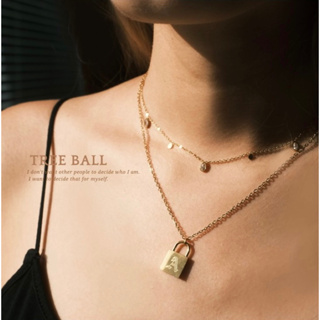 (現貨)TREE BALL 歐美時尚字母鎖頭項鍊🔒｜鈦鋼高保色