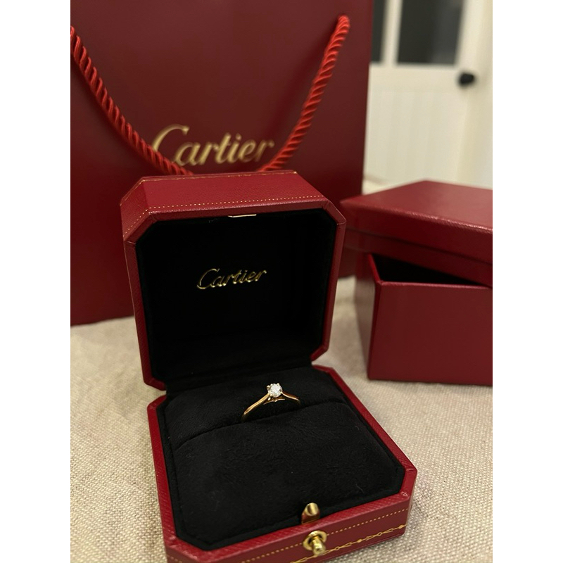 Cartier卡地亞 1895 Solitaire單鑽戒指0.34ct 戒圍53經典款 求婚戒 結婚戒 D color