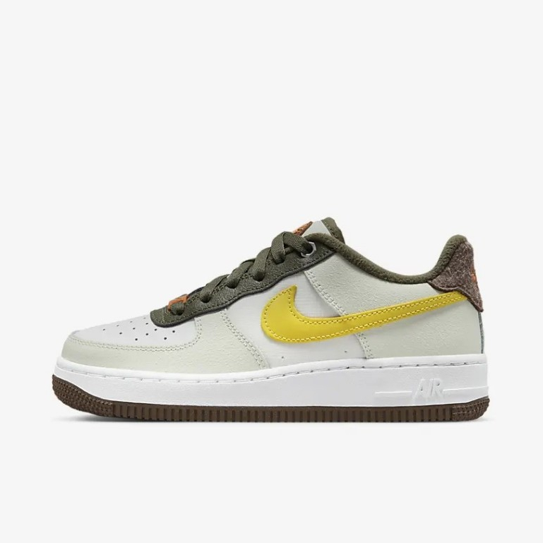 胖達）NIKE AIR FORCE 1 LV8 GS 拼接 大童 FV3647-171 白黃綠 女