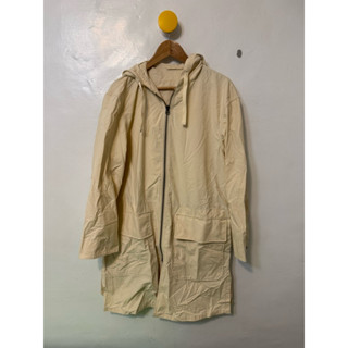 ［全新限量絕版正品］Uniqlo中性米白色連帽風衣大衣外套 尺寸S
