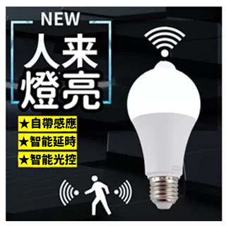 【快速出貨】LED 感應燈泡 紅外線人體＆微波雷達感應 7W 12W E27燈頭 全電壓 感應插座 感應式 舞光