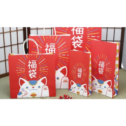 ☆╮Jessice 雜貨小鋪 ╭☆日本進口 新年 春節 包裝用品 紙袋 招財貓 立體 福袋  限量版 單款100入