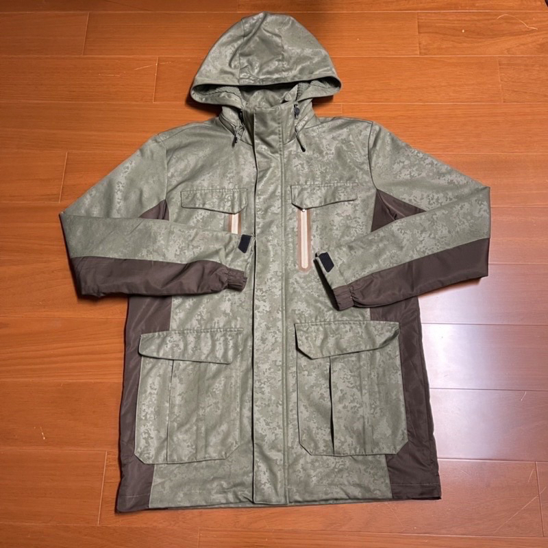 （Size L) Adidas 超帥軍綠防潑水保暖長版連帽外套（1208）