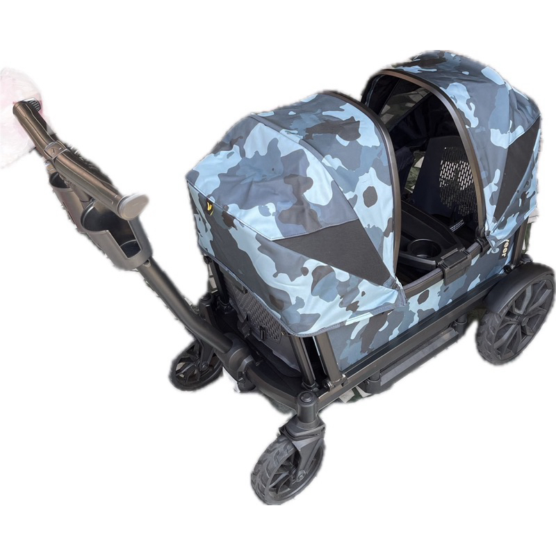 Veer Cruiser全地形手推(拉)嬰兒車 - (標配含餐盤＆杯架) 附海軍藍迷彩遮陽棚和護欄