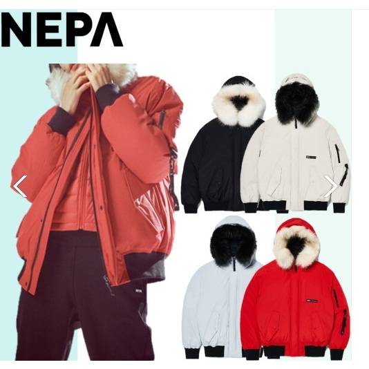 韓國登山品牌 NEPA 過季女款 C-TR 短版飛行夾克造型連帽羽絨外套型號 7HF2068~預購中 下標前請先詢問