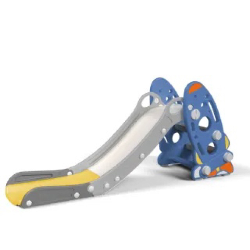 【kikimmy】太空火箭溜滑梯(附籃框/籃球/套掛) 藍灰色 生日禮物/週歲禮物/兒童節禮物