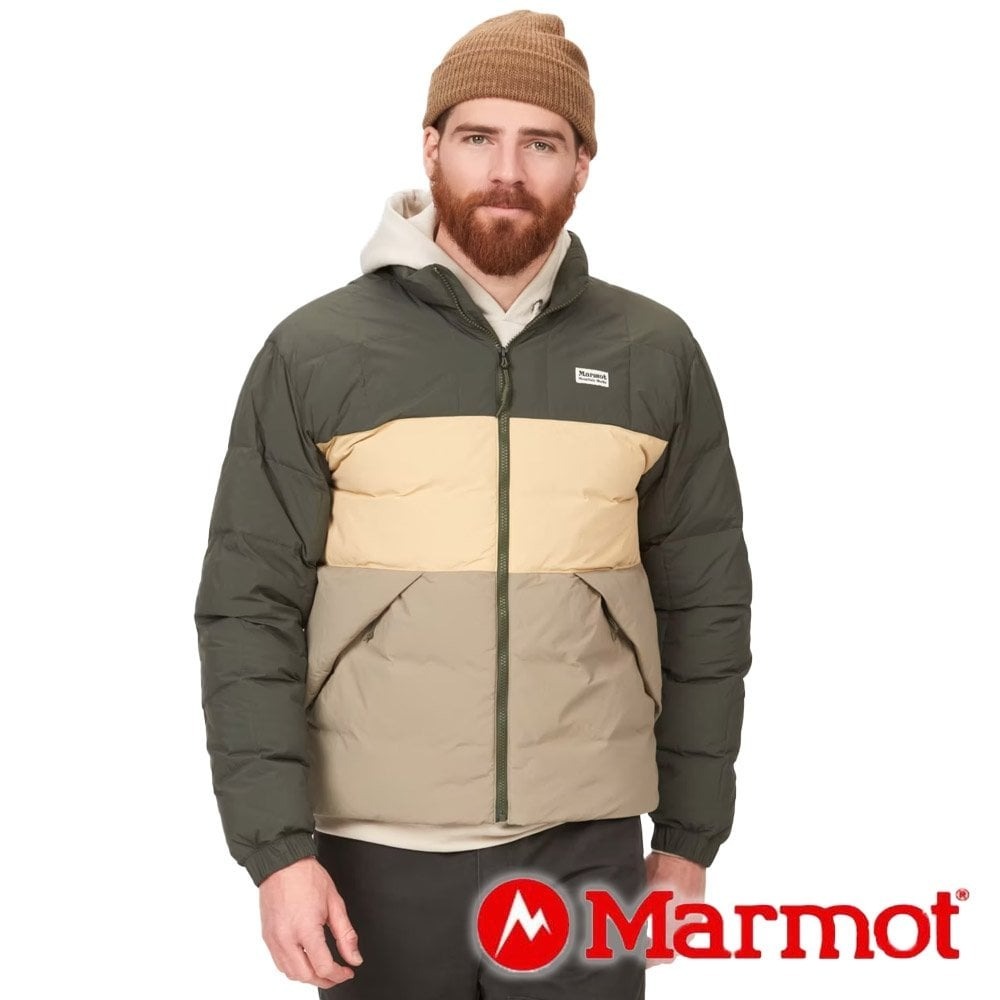【Marmot】中性保暖羽絨立領外套『海苔綠/橡木棕/綠』14596