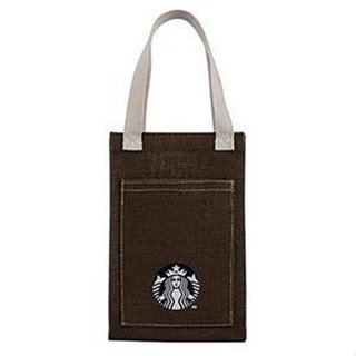 星巴克《全新現貨》咖啡色黃麻提袋♻️飲料環保袋 隨行杯袋 星巴克單杯袋 重複使用