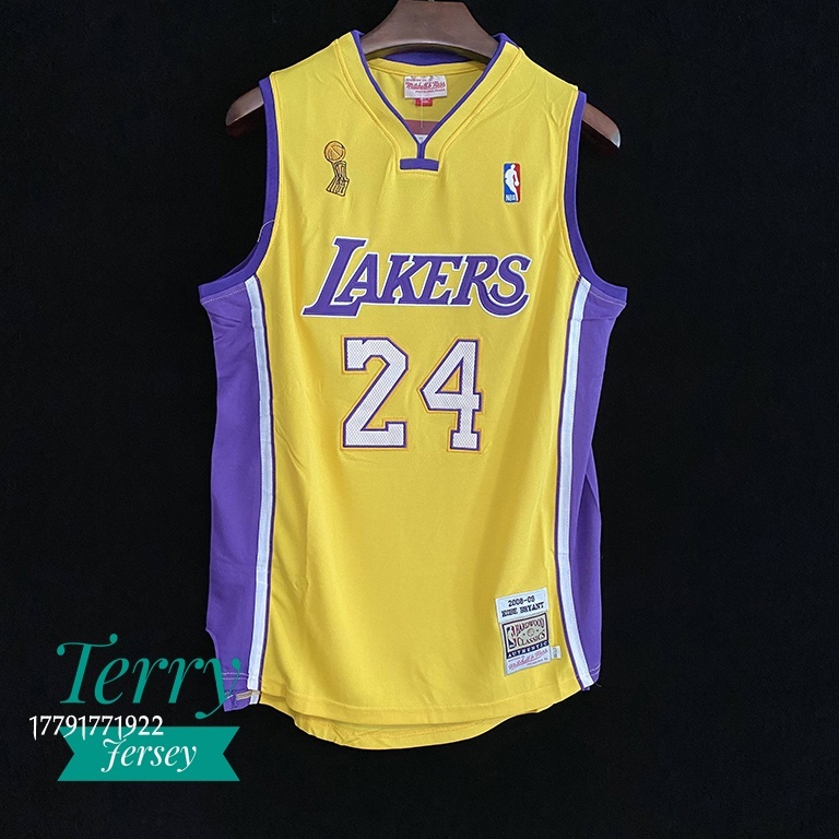 TerryJersey M&amp;N 湖人 Kobe Bryant 08~09賽季 總冠軍款 Au 刺繡 電繡 NBA 球衣