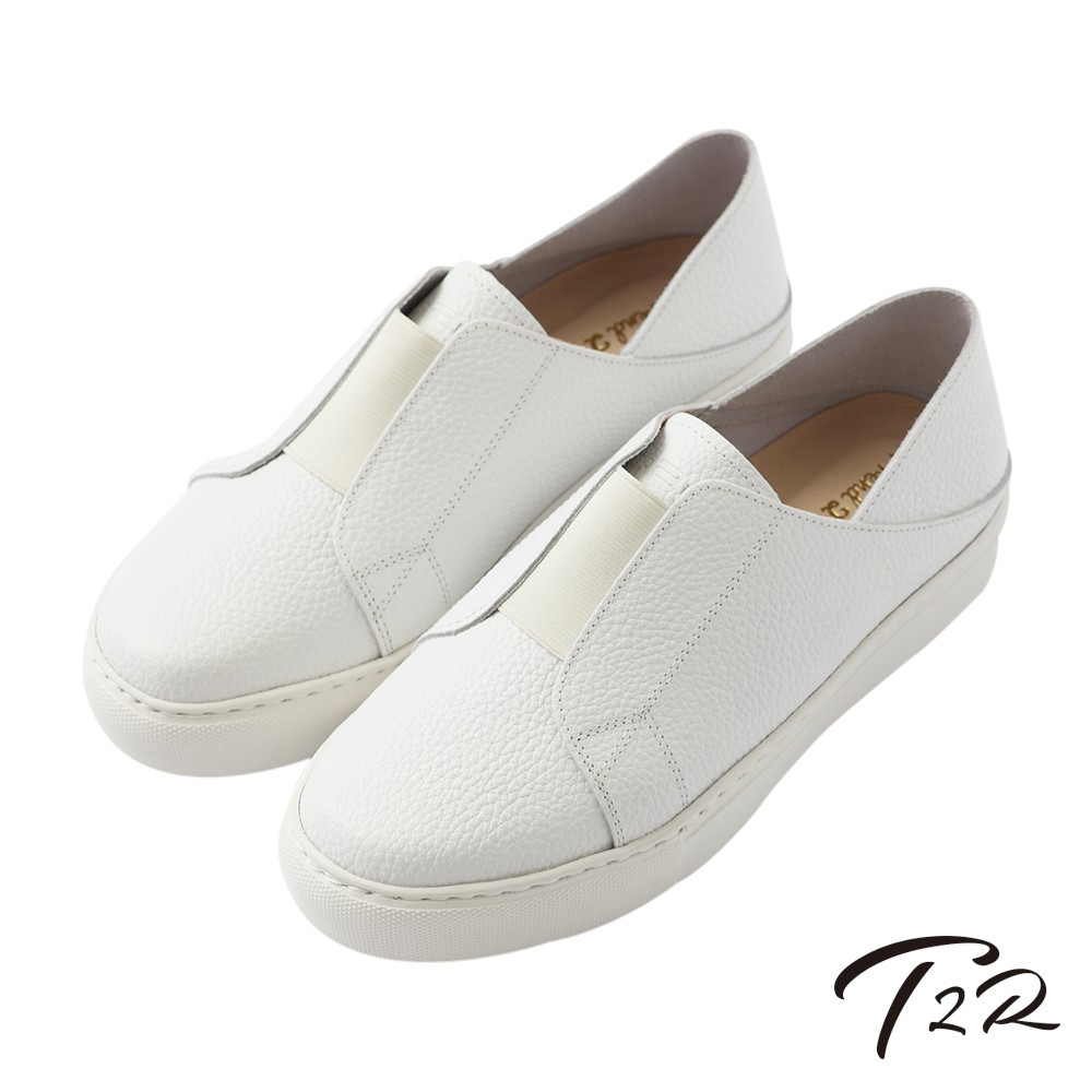 【T2R】特價出清-真皮手工時尚簡約懶人鞋-白-5220-1822