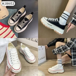 【Kushoes】臺灣出貨 厚底帆布鞋 帆布懶人鞋 小白鞋 綁帶鞋 休閒懶人鞋 懶人半拖鞋 厚底休閒鞋#602