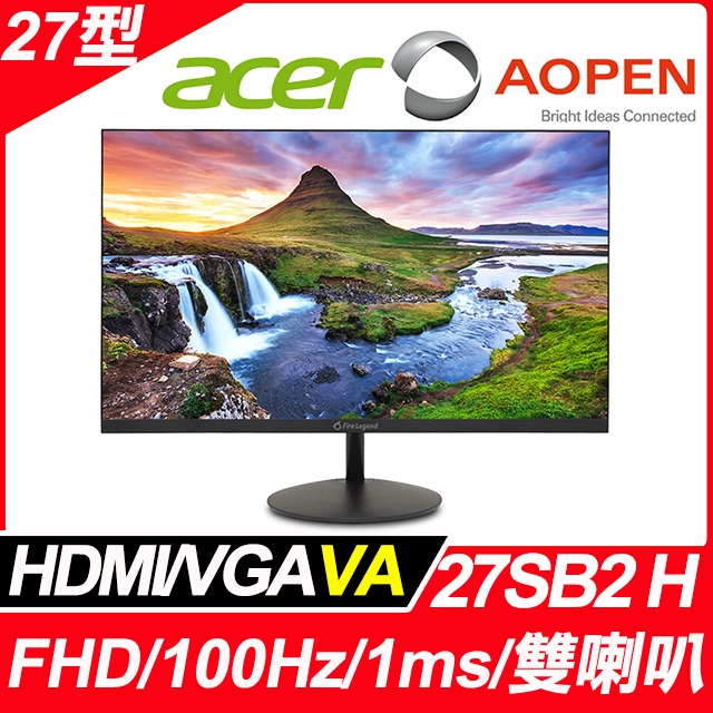 奇異果3C 福利品 AOPEN 27SB2 H 薄邊框螢幕 (27吋/HDMI/喇叭)9805.27SBH.301