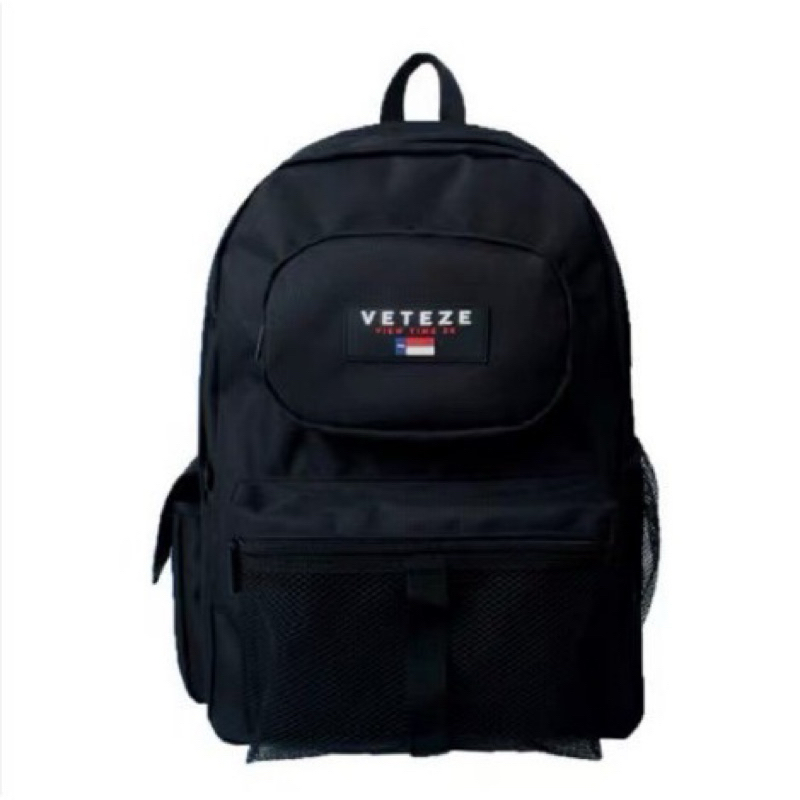 韓國潮牌VETEZE後背包（黑色）多個夾層方便實用