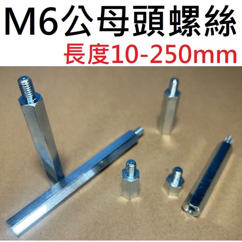 【不囉嗦24H送出】M6 公母頭螺絲 長度10-250mm 增高螺絲 PCB板 鍍鋅 外內牙螺絲 墊高螺絲 延伸螺絲