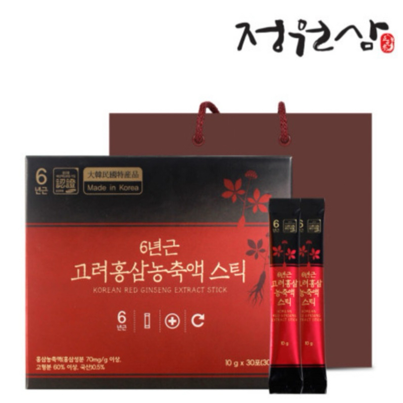 [韓國肯妮] 韓國 頂級六年根高麗紅蔘濃縮液禮盒 (10g*30)  附提袋 六年根 紅蔘飲