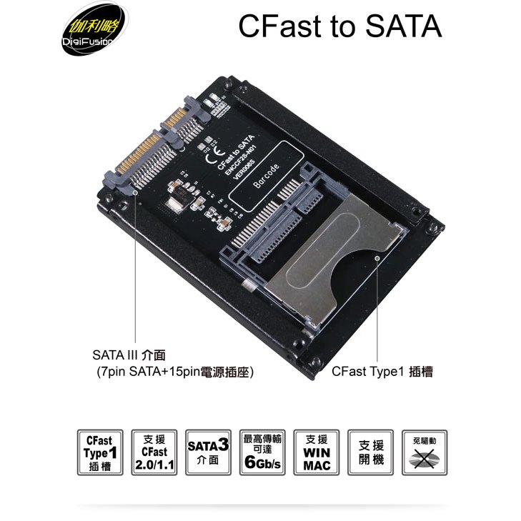 伽利略 CFast to SATA 轉接卡 (CFSATA)