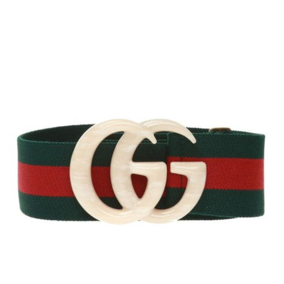 Gucci 550107 女款 Web 寬版6公分寬綠紅織帶腰帶/腰封 70/75公分