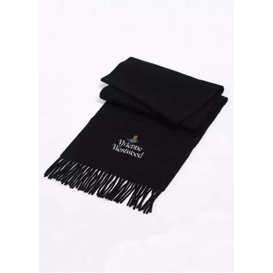Vivienne Westwood 黑色羊毛Logo圍巾