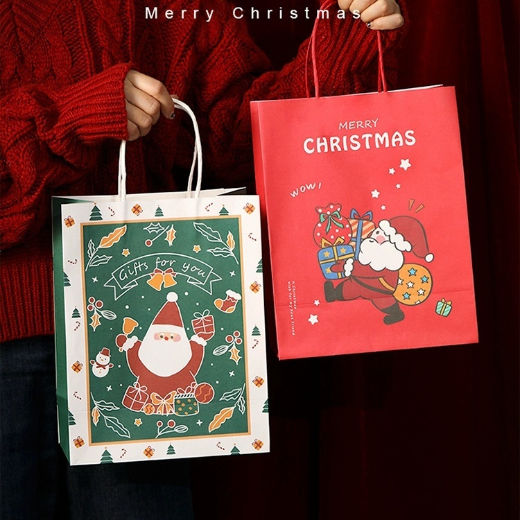 AM好時光【P186】聖誕節加厚款牛皮紙手提袋❤西點烘焙甜品店打包袋 手工瑪德蓮蛋糕餅乾包裝袋 耶誕節派對回禮謝禮品購物