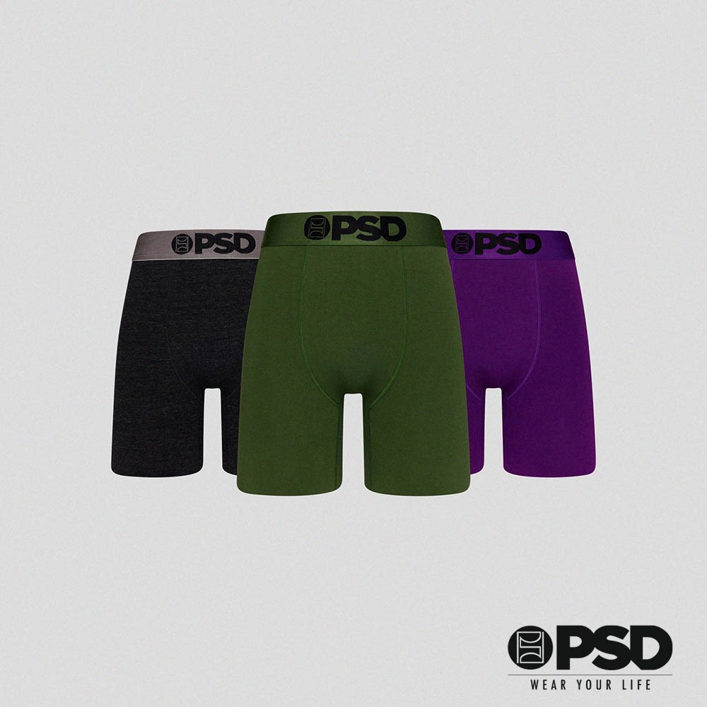 【PSD Underwear】官方直營3 PACK- 平口四角褲-黑暗之心-黑色
