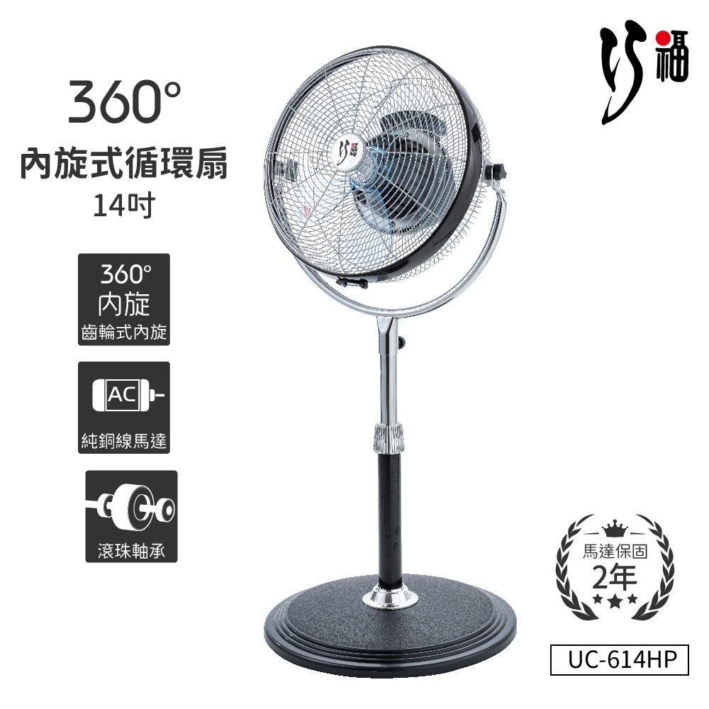 巧福360度內旋式循環扇UC-614HP 電扇/電風扇 /MIT /馬達保固2年/14吋