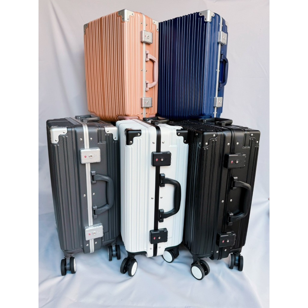 【WALLABY 袋鼠】極細復古鋁框行李箱 旅行箱 行李箱 登機箱 拉桿箱 海關鎖 滑順飛機輪 20吋 24吋 28吋