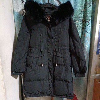 niceioi黑色中長版羽絨外套