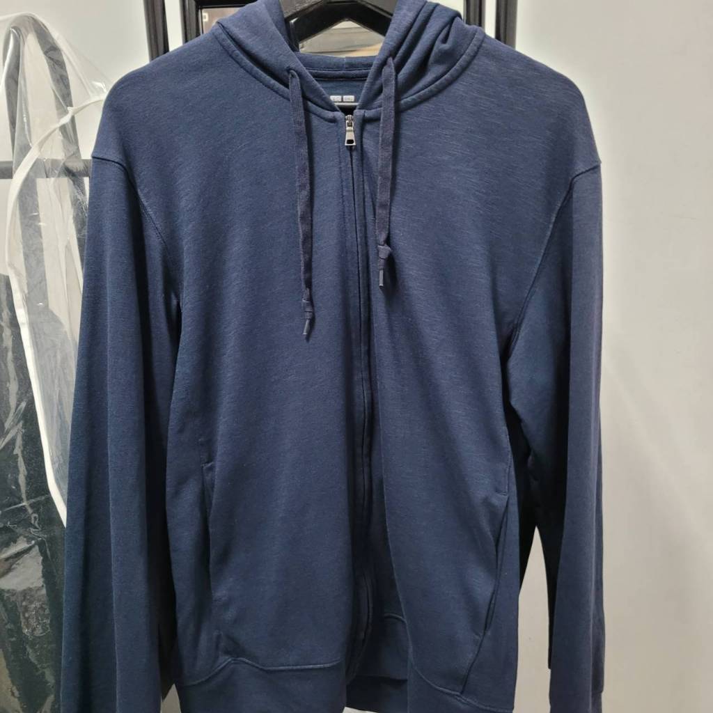 正品 UNIQLO AIRism 抗UV 連帽外套 藍色 size L