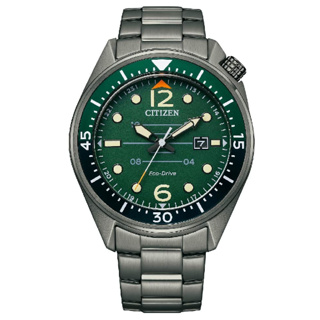 CITIZEN星辰錶 Gents AW1717-81X 光動能都會時尚不鏽鋼手錶 綠/44.0mm