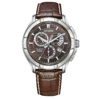 CITIZEN 星辰錶 BL8160-07X GENT'S 光動能萬年曆三眼腕錶 / 棕 42mm