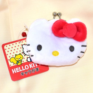Hello Kitty 珠扣 口金 零錢包 棉質 Sanrio日本正版 tk367