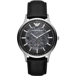 【EMPORIO ARMANI】時尚黑武士鏤空機械錶 AR60038 43mm 現代鐘錶