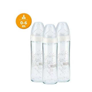 德國 NUK輕寬口玻璃奶瓶240mL 0-6m 3入 (2888600000389) 594元