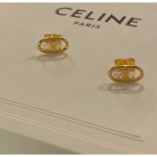 ✈巴黎全新代購✈ CELINE 賽琳 MAILLON TRIOMPHE 金色黃銅 凱旋門 LOGO 針式 耳環