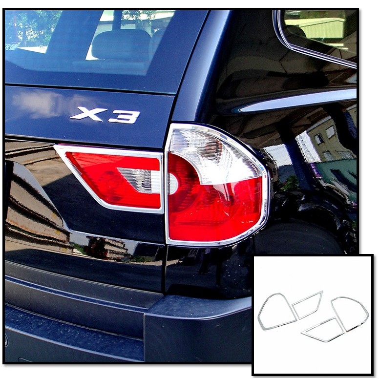 圓夢工廠 BMW X3 E83 2003~2010 改裝 鍍鉻銀 車燈框飾貼 後燈框 尾燈框