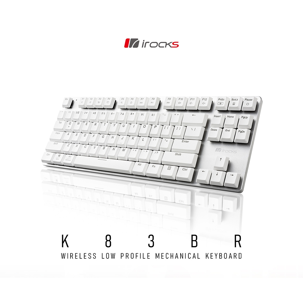 艾芮克 iRocks IRK83BR 三模(有線 / 無線2.4GH / 藍牙5.1) 87鍵 無線機械鍵盤