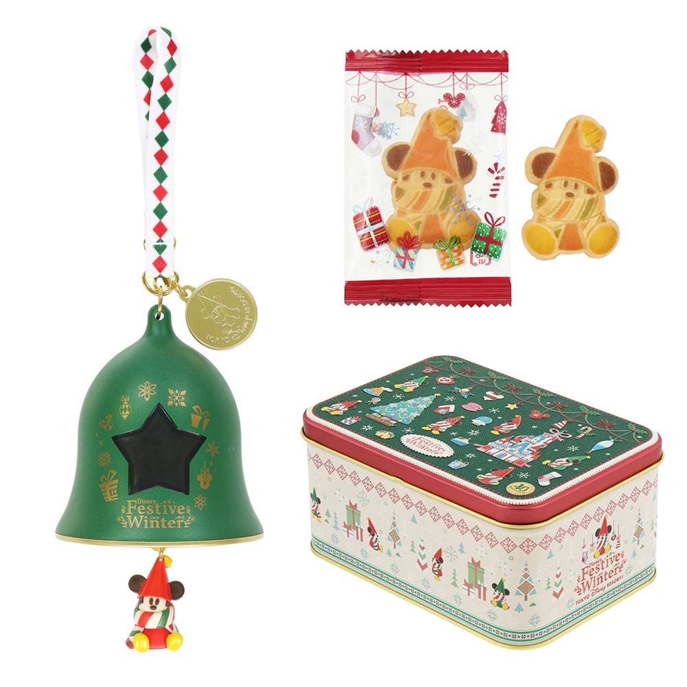現貨-日本 東京迪士尼 聖誕節餅乾鐵盒 米奇鈴鐺糖果盒吊飾 聖誕節米奇 米奇精靈 禮盒