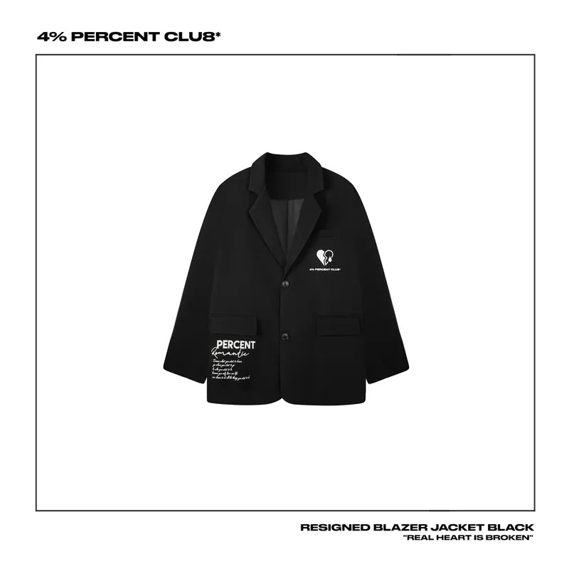 4 Percent club 設計款黑西裝外套M號（贈4%品牌購物袋）