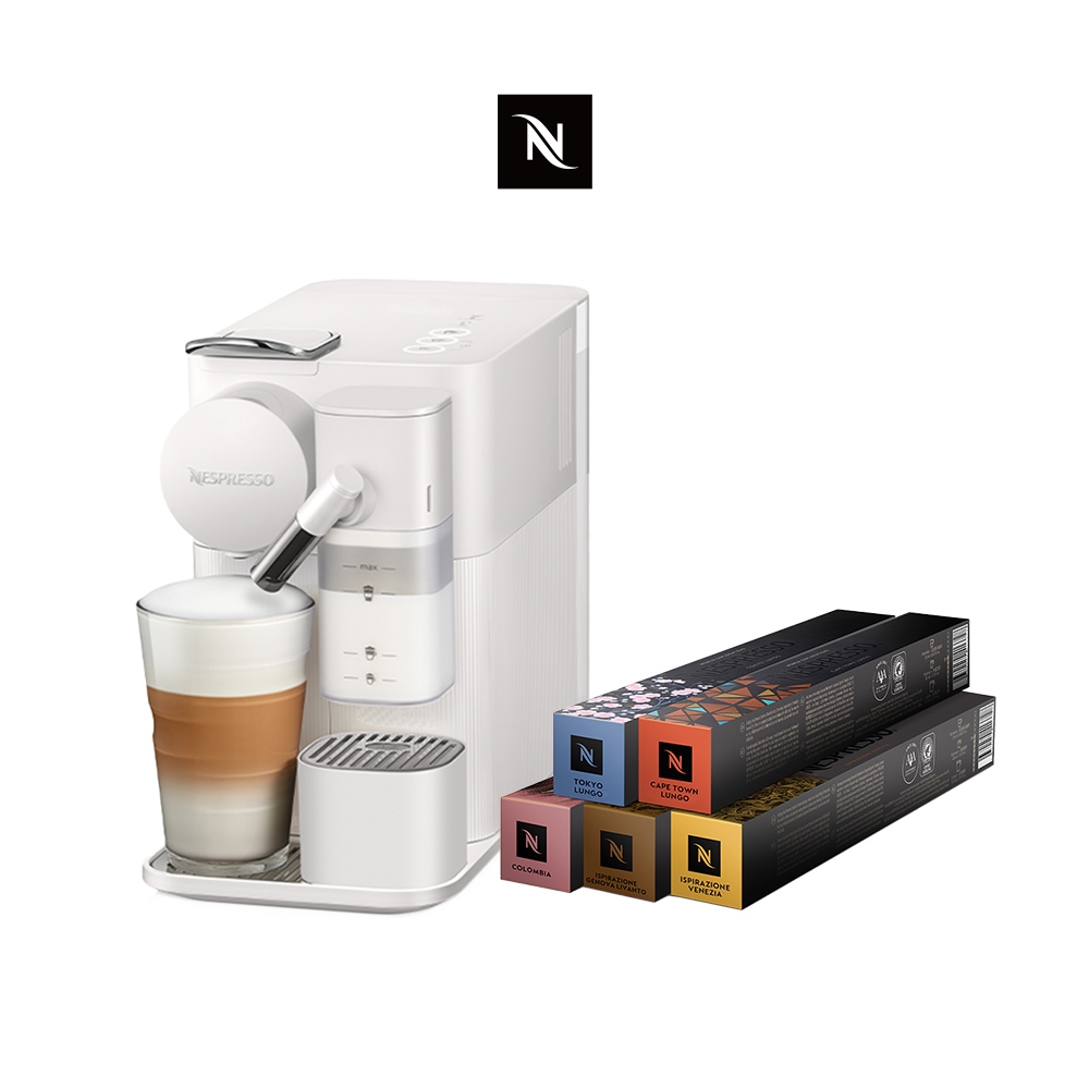 【Nespresso】膠囊咖啡機Lattissima One(瓷白色) &amp; 訂製時光50顆膠囊組(贈咖啡組)