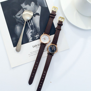 手錶 (現貨 🍒福利品) 金框 壓紋錶帶 指針手錶 小錶面 女錶 學生 手錶 皮帶 考試手錶 情侶對錶 男錶 石英錶