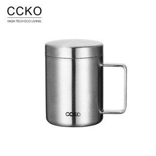 【CCKO】新款 316不鏽鋼雙層杯 400mL 露營杯子 鋼杯 蓋杯 水杯 辦公杯 咖啡杯 不鏽鋼馬克杯 刻度杯