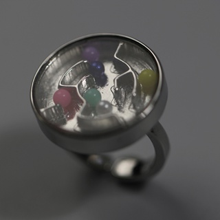 【吉兒龐克】賽博龐克重金屬未來感移動迷宮彩色珠珠圓盤中性開口造型戒指【JTT1107】