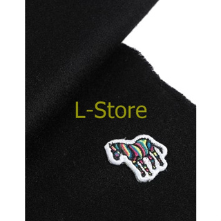 @L-store@特價 現貨 全新真品 PS Paul Smith 經典彩色斑馬 logo 100%羊毛圍巾 黑色一條