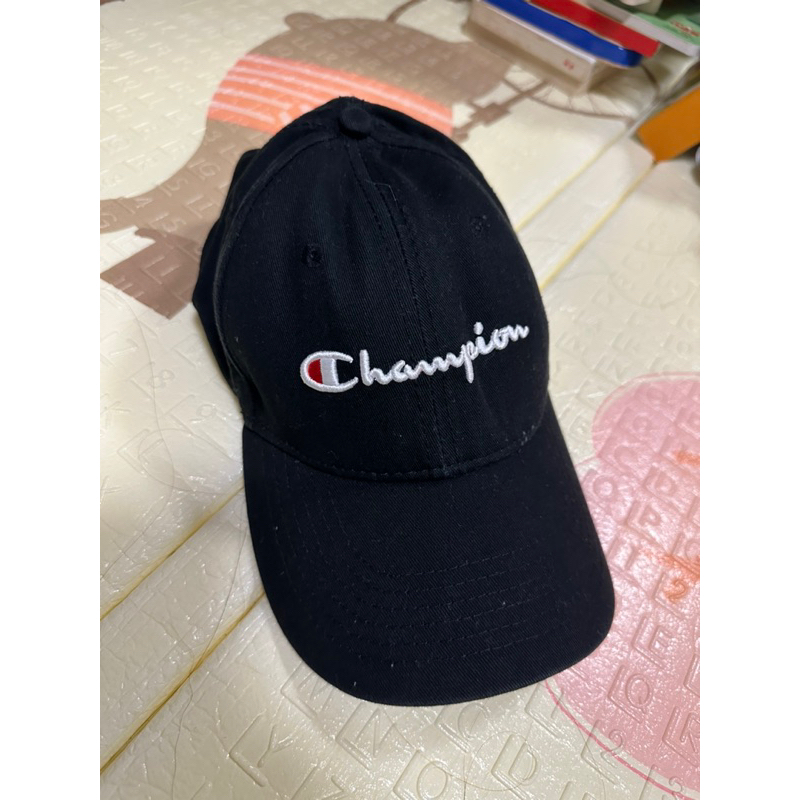 champion 黑色刺繡草寫字棒球帽 老帽