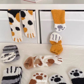 daily🐾"6款"貓星人珊瑚絨居家加厚保暖毛絨絨襪