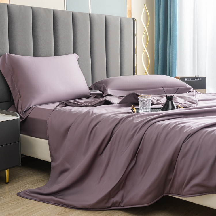 《伯尼寢具》60支天絲床包兩用被組-灰紫色