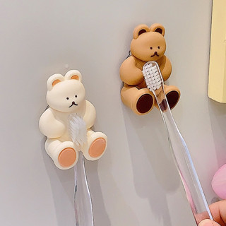 UFORE｜臺灣現貨｜可愛小熊牙刷架 電動牙刷架 吸盤牙刷架 浴室收納架 免打孔牙刷架 浴室牙刷架 兒童牙刷收納架